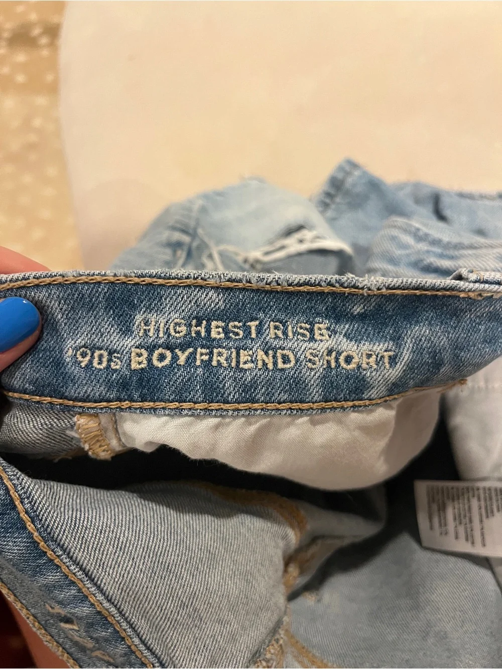 American Eagle Outfitters Light Blue Distressed High waisted Denim Shorts